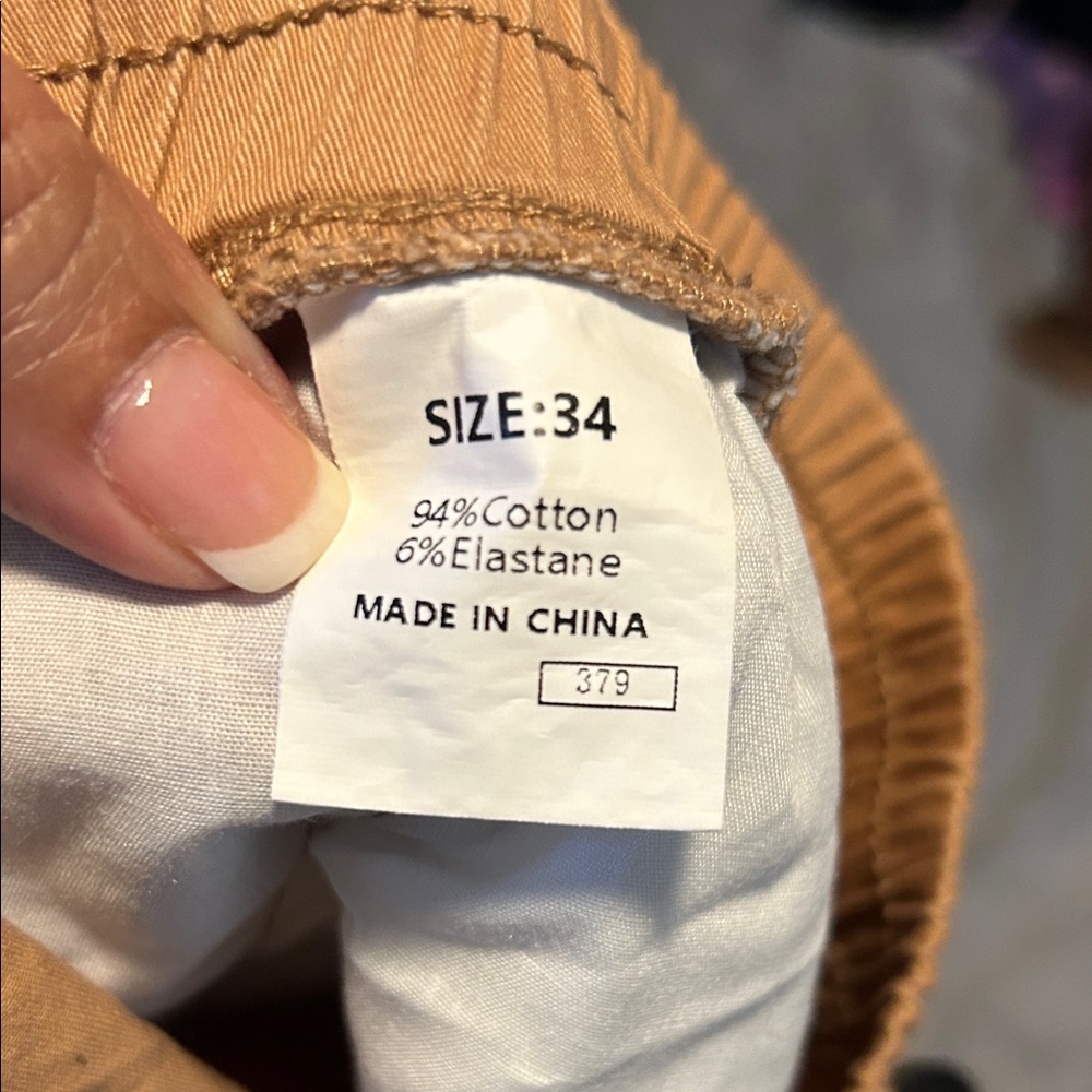 Men's Tan Drawstring Shorts - Picture 3 of 5